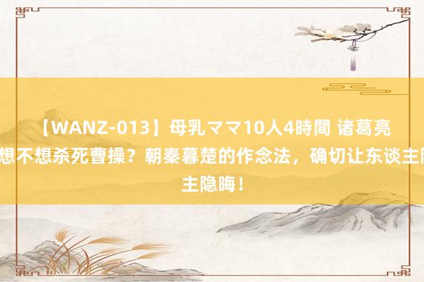 【WANZ-013】母乳ママ10人4時間 诸葛亮到底想不想杀死曹操？朝秦暮楚的作念法，确切让东谈主隐