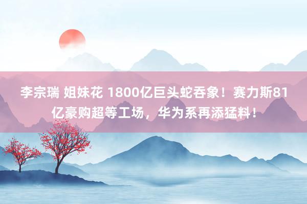 李宗瑞 姐妹花 1800亿巨头蛇吞象！赛力斯81亿豪购超等工场，华为系再添猛料！
