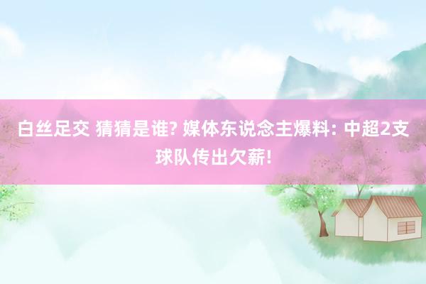 白丝足交 猜猜是谁? 媒体东说念主爆料: 中超2支球队传出欠薪!
